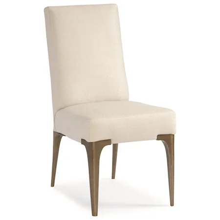 Contemporary "Cold Feet" Upholstered Chair with Metal Legs